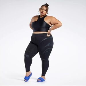 Cardi B x Reebok NWT 4X High-Waisted Leggings Plus Size Black Cutout Activewear